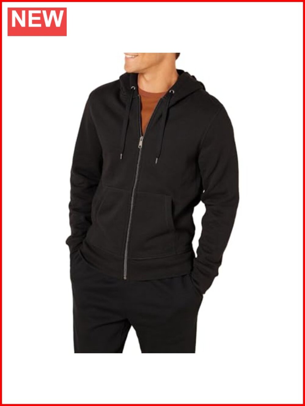 Men's Full-Zip Brushed Fleece Hoodie Sweatshirt Regular Fit